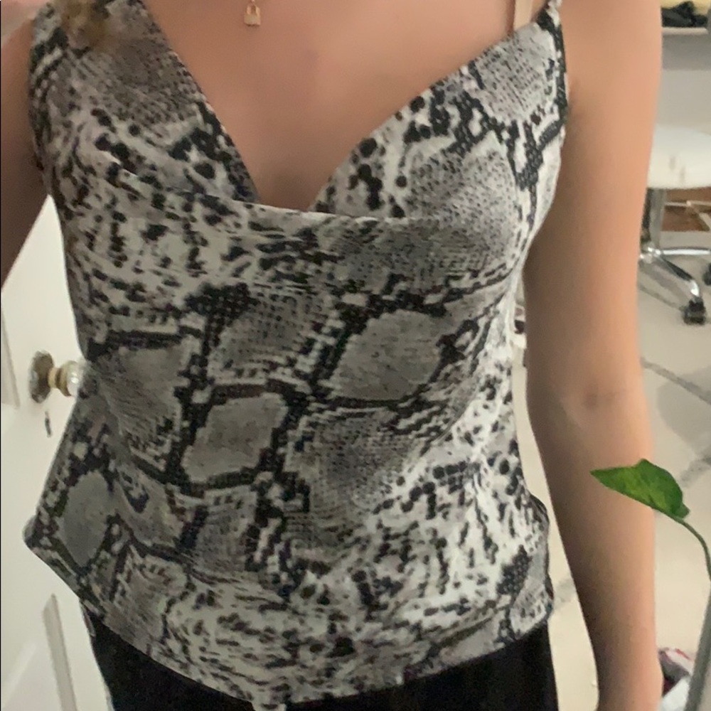Cow neck snake print cute tank